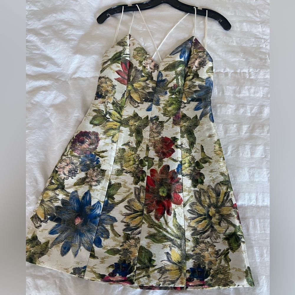 Alice + Olivia Tayla Mini Dress in Off White Multi